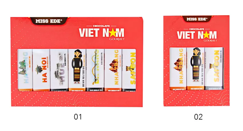 Socola Việt Nam, Set 3 Thanh & Set 7 Thanh, Hộp Socola, Socola Việt Nam, 100% Cacao từ Tây Nguyên, Combo Quà Tặng, Quà Tặng Doanh Nghiệp