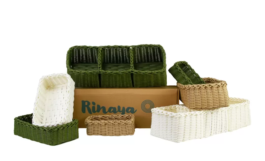 Matcha Green 3-Compartment Tank Tray, Wide and Deep Compartments, Made from Recycled Paper Fiber, Sustainable Product