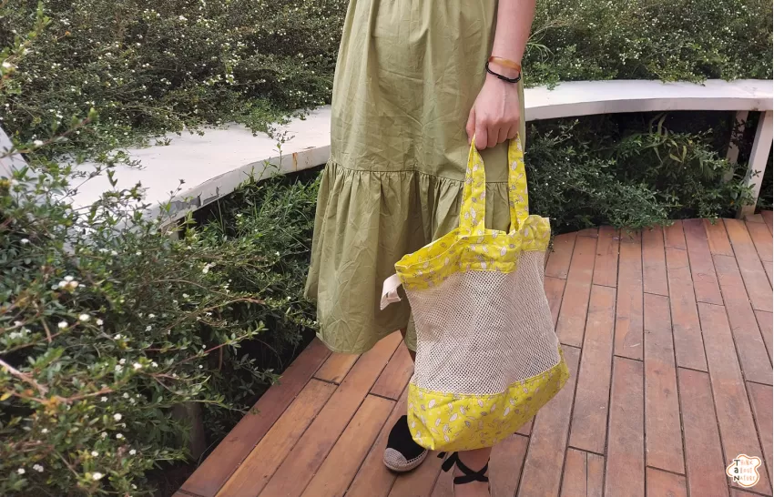 Yellow Umbrella Pattern Shopping Bag, Striking Design, Reusable, Durable Material, Strong Drawstring, Alternative to Plastic Bags