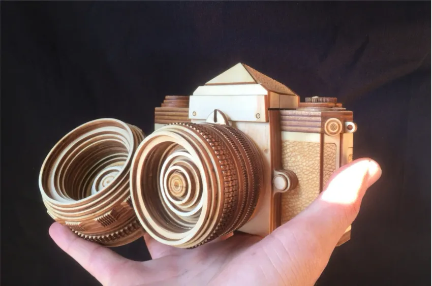 Real scale Nikon F wooden camera assembly model exquisite perfection, 152-operation wood model thinking toy home decoration as Vietnamese souvenirs Real scale Nikon F wooden camera assembly model exquisite perfection, 152-operation wood model thinking toy home decoration as Vietnamese souvenirs