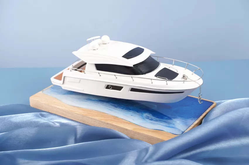 Luxury Mini Yacht Model On Epoxy Sea