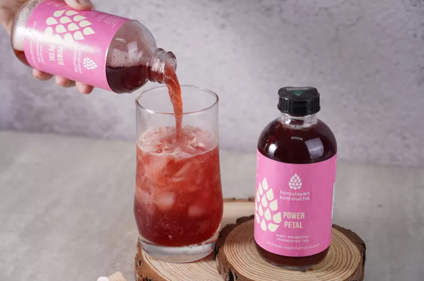 Kombucha Power Petal - Hương Hoa Hồng & Bụp Giấm, Thức Uống Lợi Khuẩn Tốt Cho Tiêu Hóa, Chống Oxy Hóa, Làm Đẹp Da