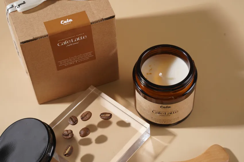 Cafe Latte Scented Candle With Cotton Wick, Corporate Gift