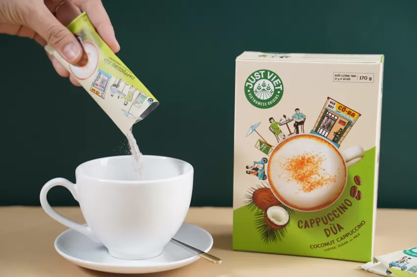 Instant Coconut Cappuccino, Healthy, Vietnamese Taste Standard, Convenience, Instant Coffee, Vietnamese Coffee, Coconut Coffee