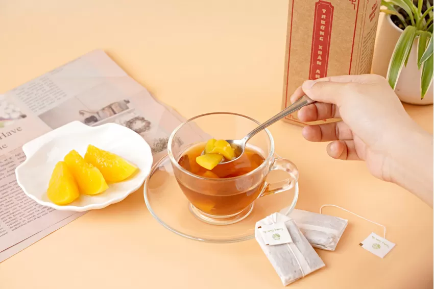 Peach Tea Bag, 24 pcs, Vietnamese Tea, Fruity Tea, Tea Bag, Refreshing Taste, Sources of Vitamins, Healthy Beverages, Antioxidants