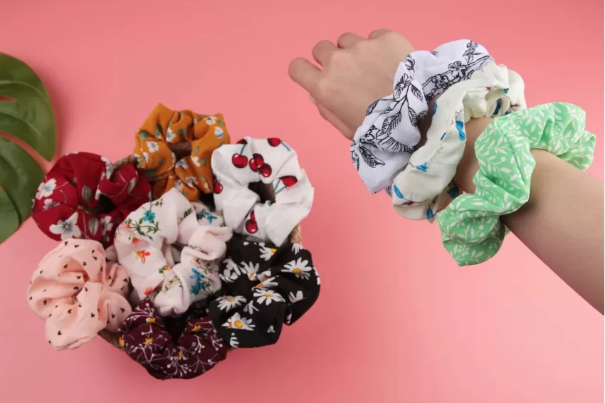 Random Recycled Scrunchies, Cute Patterns, For Hair Tying Or Wrist Accessories, Perfect Gift For Sweet And Feminine Girls