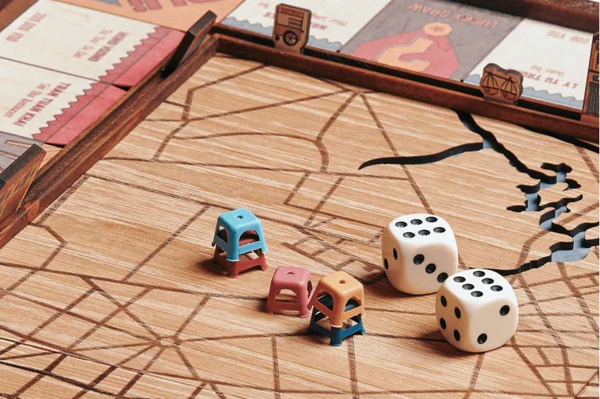 Wooden Saigon Monopoly - Maztermind, Intellectual Toy, Premium Wooden Game Set, High-Quality Handcrafted Boardgame