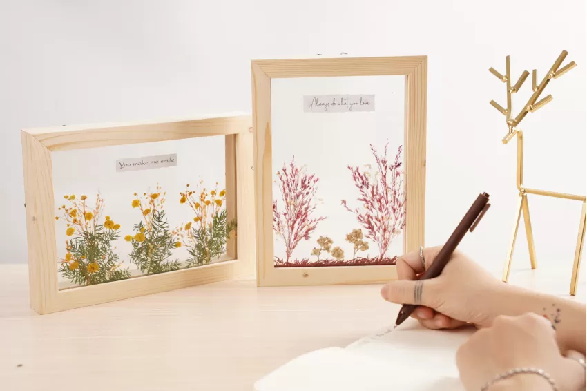 Pressed Flowers Rectangular Wooden Frame