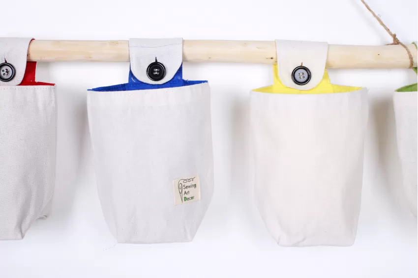 Cloth Hang Wall Organizer, Neatly Stores Items, Unique Design, Made from Cotton Canvas, Sturdy and Durable, Home Decor