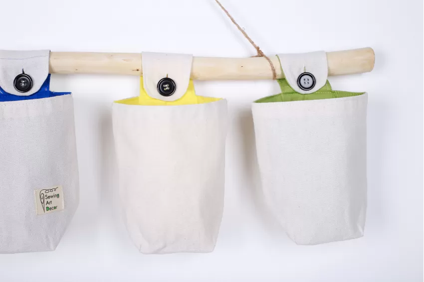 Cloth Hang Wall Organizer, Neatly Stores Items, Unique Design, Made from Cotton Canvas, Sturdy and Durable, Home Decor