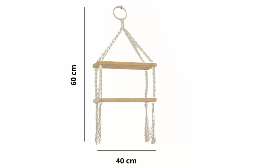 Macrame 2-Storey Wall Shelves, Vintage European Style, Minimalist Design, High Durability, Resistant to Mildew, Anti-Yellowing