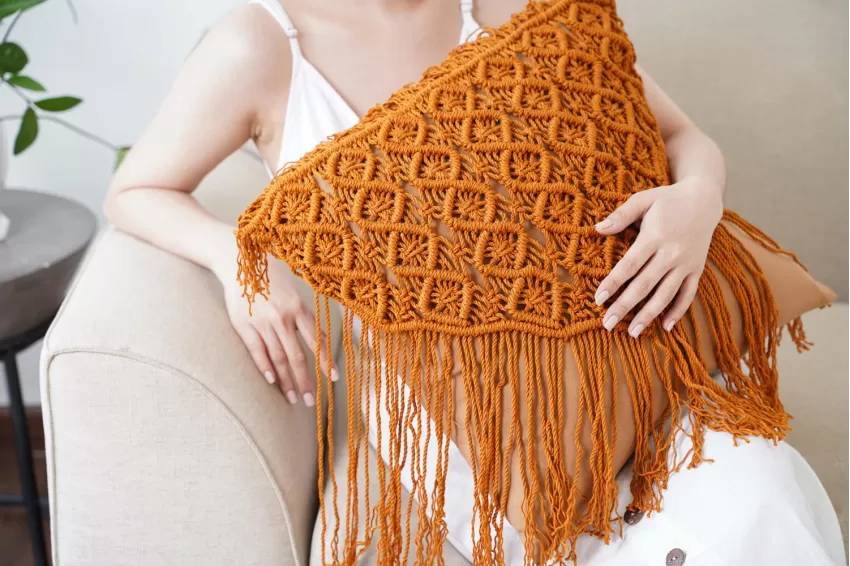 Macrame Pillow Cover, Bohemian Style, Soft Cotton Fiber, Easy to Clean, Good Sweat Absorption, Home Decoration