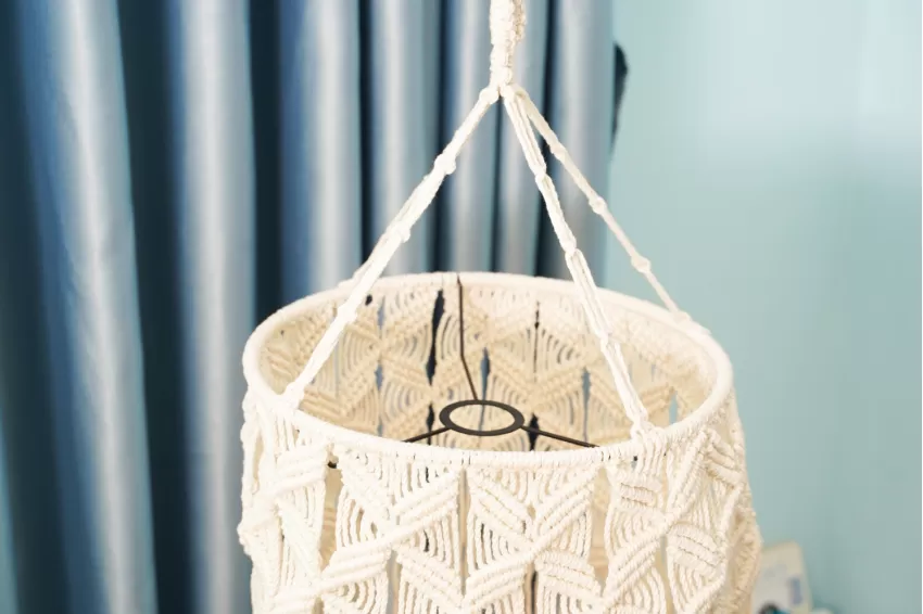 Handmade Macrame Lampshade, Made of Cotton Rope, Unique Patterns, Elegant Design, High Durability, Resistant to Yellowing, Home Decoration