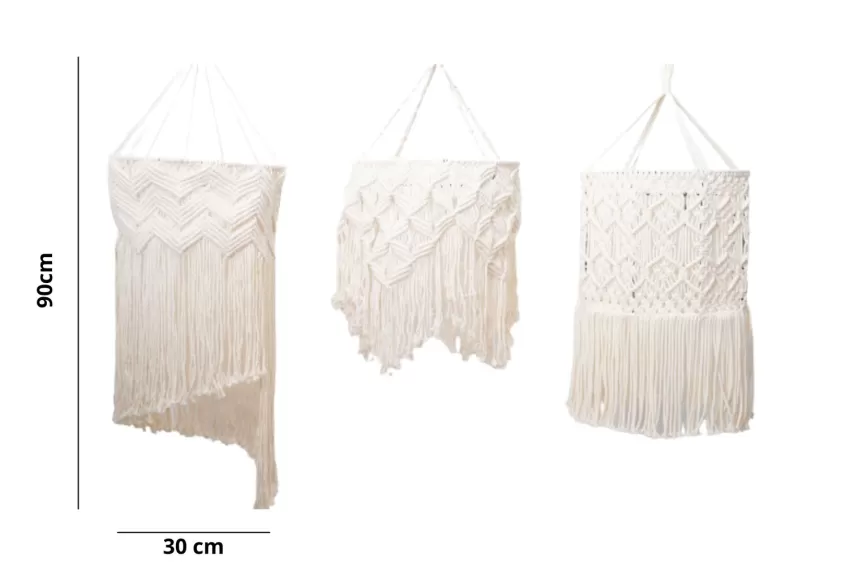 Handmade Macrame Lampshade, Made of Cotton Rope, Unique Patterns, Elegant Design, High Durability, Resistant to Yellowing, Home Decoration