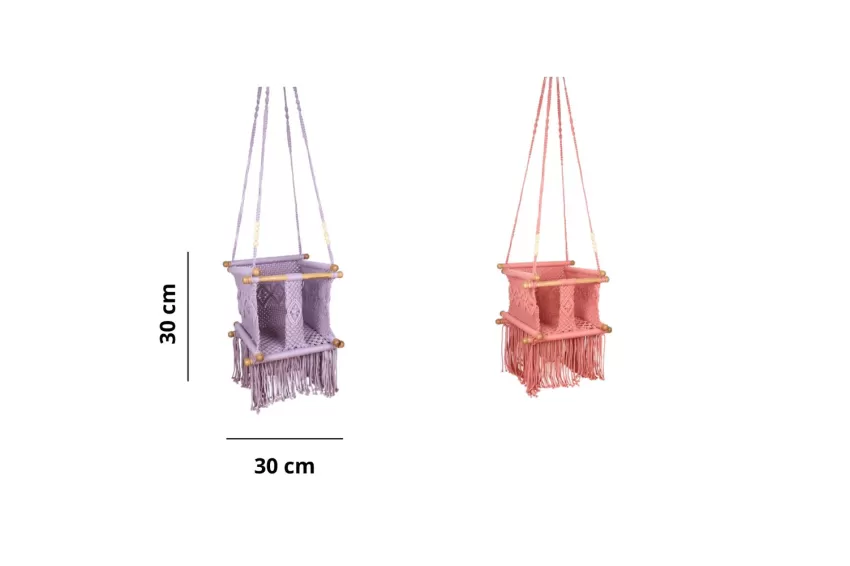 Macrame Baby Swing, Premium Cotton Material, Securely Woven, Equipped with High Protective Padding for Baby's Safety