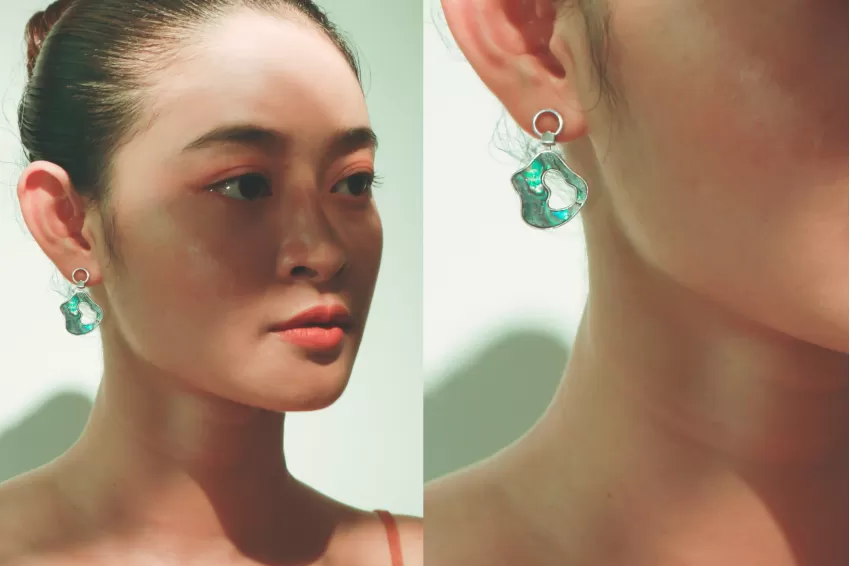 Asteroid Earrings, Natural Abalone Shell Veins, Magical Colors, Asymmetrical Design, Trendy Style, Breaks Boundaries