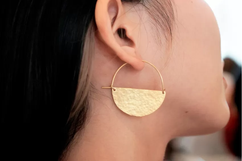 Period Moon Earrings, Unique And Intricate Design, Predominantly Golden Brown, Inspired By The Image Of A Crescent Moon