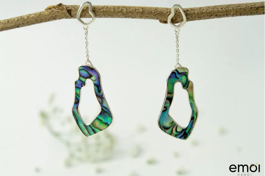 Abalone Shell Earrings, Soil Light & Soil Heart Collection, High-Quality Handmade Jewelry, Unique Accessories, Eye-Catching Design