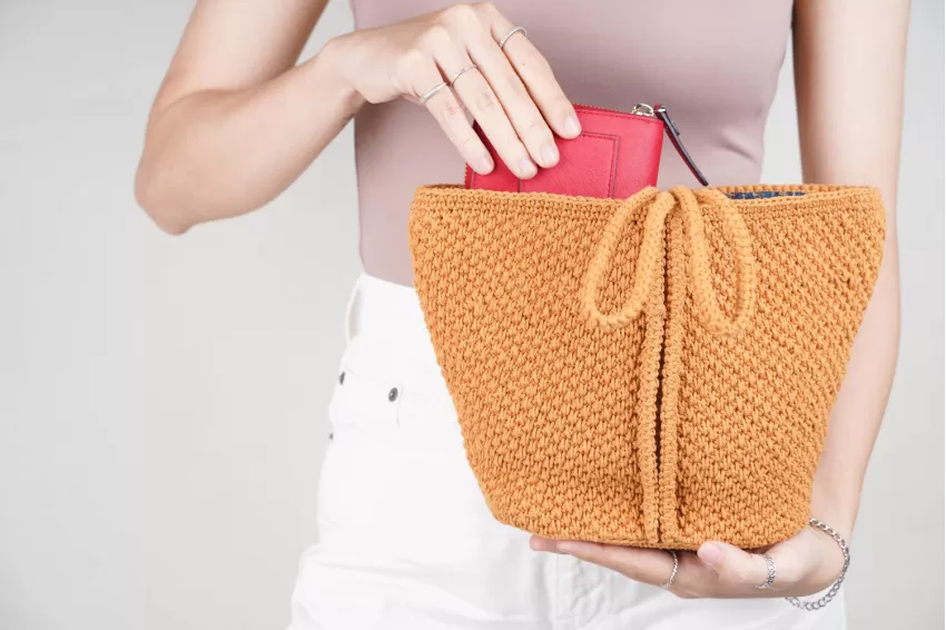 Brown-yellow Knitted Bags