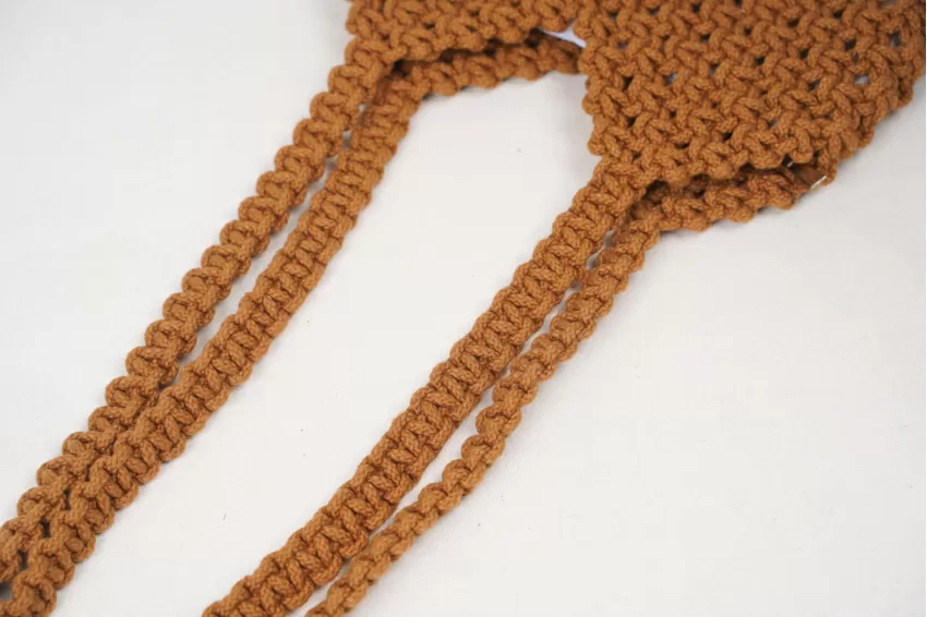 Fringed Brown Macrame Bag