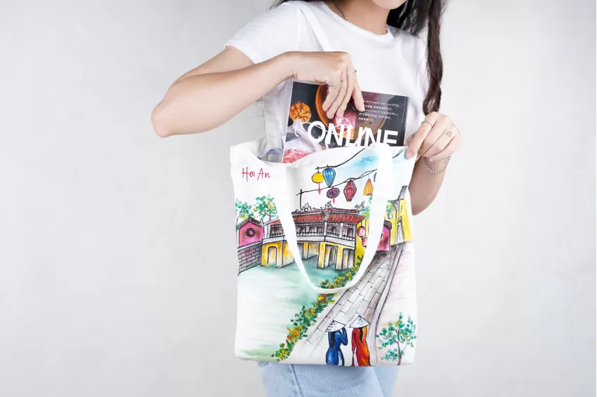 Túi Tote Vẽ Tay Địa Danh, Túi Vải Handmade Họa Tiết Vẽ Tay, Hình Vẽ Danh Lam Thắng Cảnh Nổi Tiếng, Món Quà Lưu Niệm Du Lịch Ý Nghĩa, Gợi Ý Quà Tặng