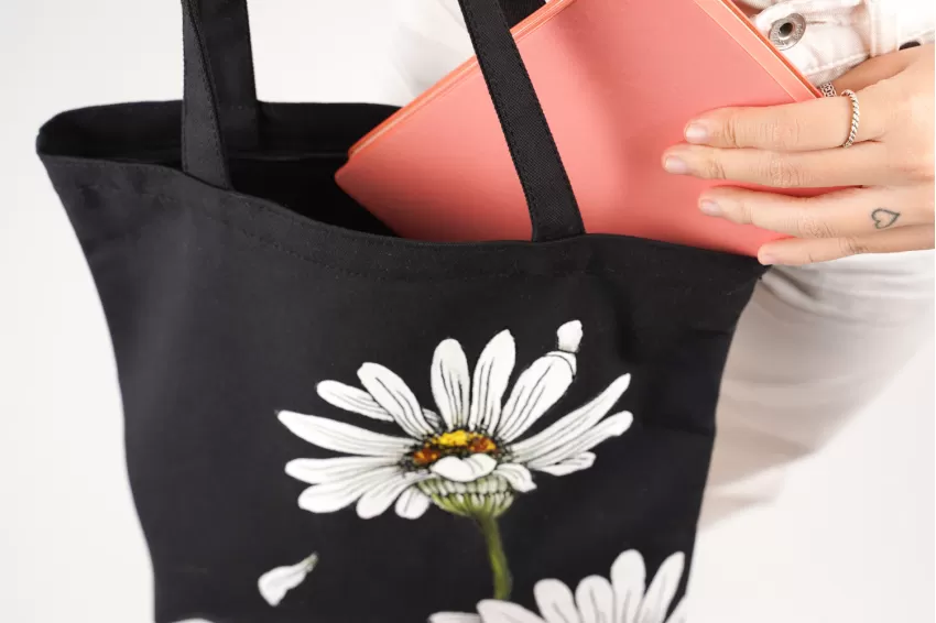 Hand-drawn Chamomile Tote Bags