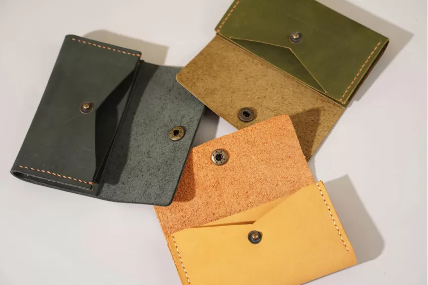 Leather Card Holder With Button