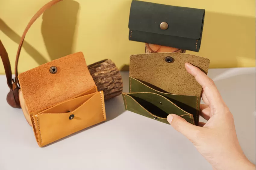 Leather Card Holder With Button