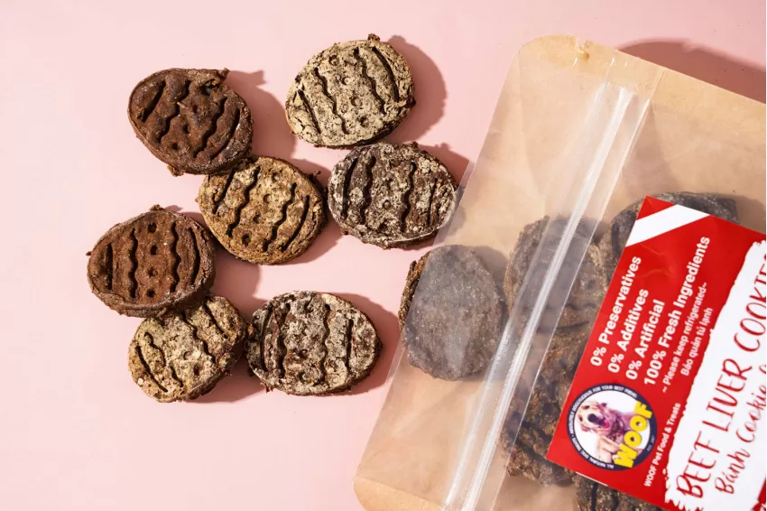 Dried Beef Liver Cookies For Dogs, Dog Food, Dried Beef Liver, Nutritious Pet Snack, Beef Liver And Sweet Potato Snack