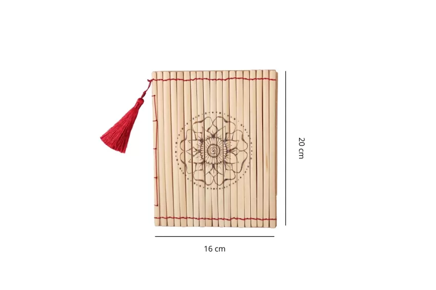 Mandala Bamboo Notebook (With Engraving Pen & Gift Box), Elegant Mandala Pattern, Quality Paper Material, High Durability, Gift Suggestions, Corporate Gift