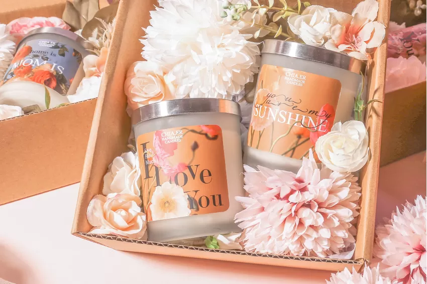 "For My Beloved" Scented Candle And Flower Gift Set, Love & Gratitude Gift Box, Valentine Gifts, Meaningful Gift For Her In Any Occasions