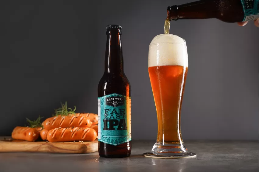 Far East Ipa Beer Bottle, Craft Beer, Premium Handcrafted Beer, Carefully Selected Ingredients, Unique Brewing Formula, Bold Flavor