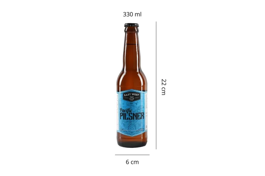 Bia Craft Pacific Pilsner, Chai 330ml, Bia Thủ Công Hương Vị Độc Đáo, Hương Thơm Mạch Nha Dịu Nhẹ Và Cam Chanh Chua Ngọt