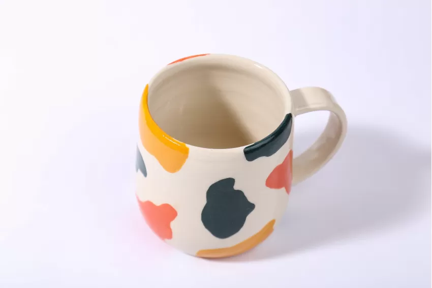 Colorful Cow Print Pottery Mug Colorful Cow Print Pottery Mug