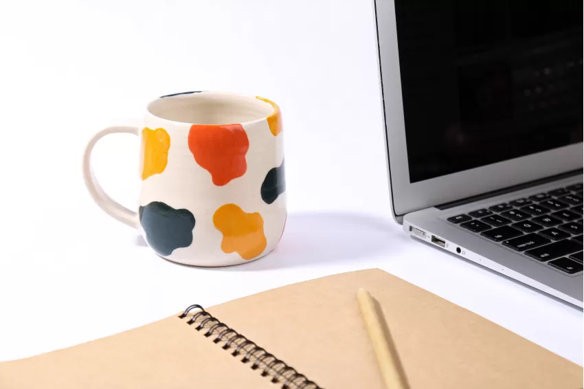 Colorful Cow Print Pottery Mug Colorful Cow Print Pottery Mug