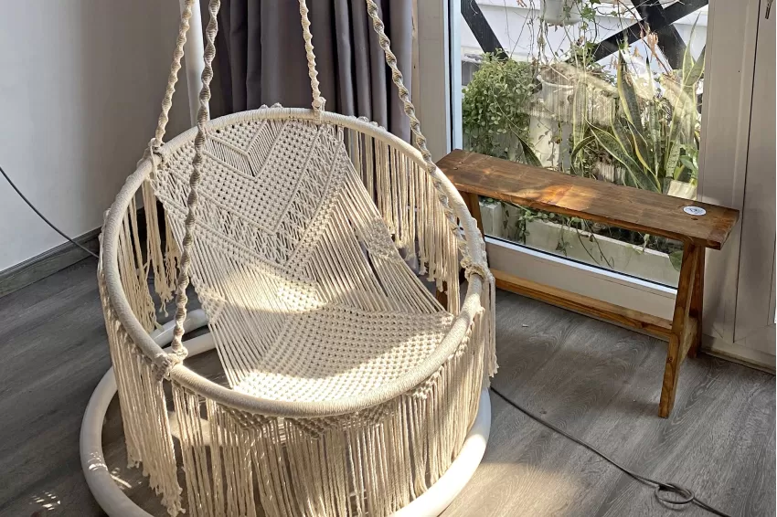 Ghế Đu Macrame, Đan Dây Cotton Bền Chắc, Chịu Được Trọng Lượng Cao, Không Bị Mối Mọt, Điểm Nhấn Cho Mọi Không Gian