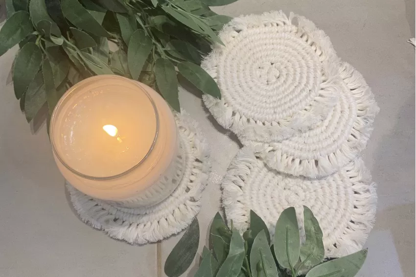 Macrame Coaster, Excellent Absorbency, Easy to Clean and Maintain, Minimalist and Elegant Design, Decorative Accent for Dining Table