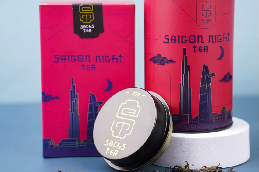 Saigon Night Tea, Black Tea Scented with Magnolia Flowers, Vietnamese Black Tea, Flavored Black Tea, Vietnamese Gift Tea, 75Gr Box