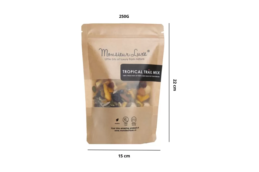 Tropical Trial Mix, Healthy Snacks, Almond, Pumpkin Seeds, Crunchy Nuts, Granola, Dried Fruits, No Sugar, No Preservatives, Natural Ingredients, Mango, Cranberries