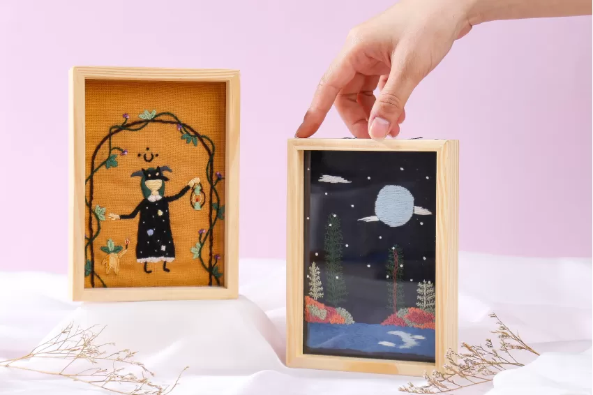 Hand Embroidery Frame Mysterious Night, Unique Color Palette, Mystical Style, Exquisite Hand Embroidery Quality