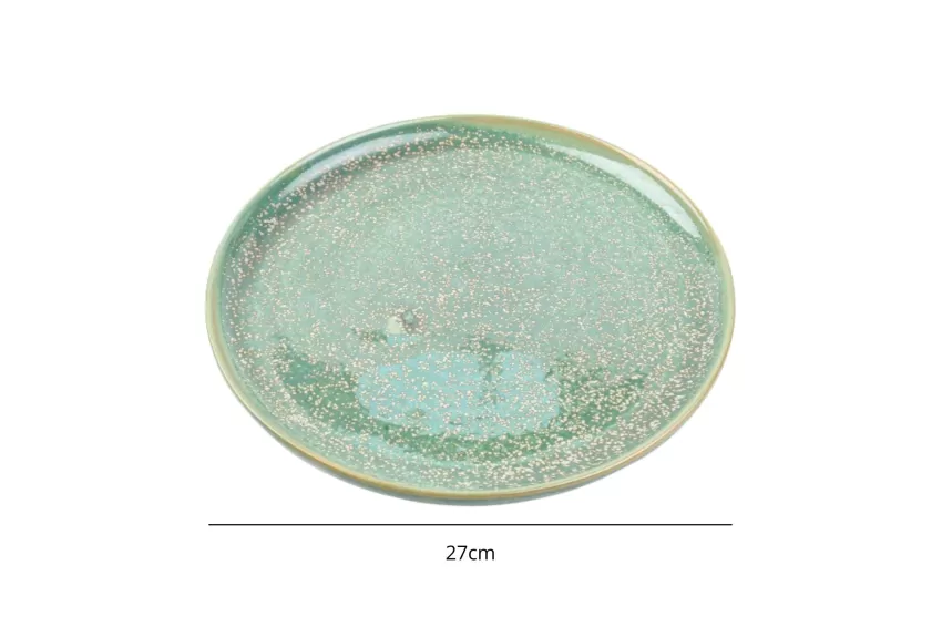 Large Swedish Ceramic Round Plate, Crystal Green Collection, Green Plate, Premium Color, Vietnamese Elements, Fire Glaze Ceramic, Glossy Finish