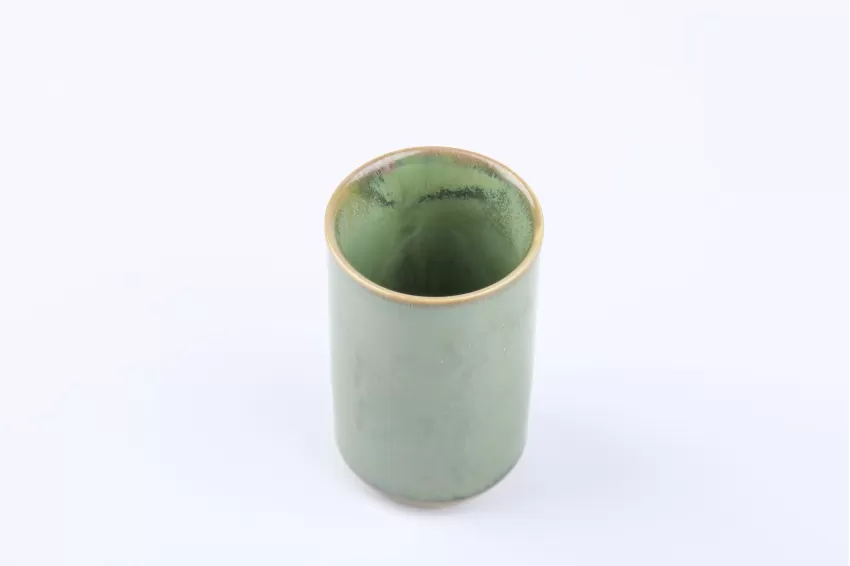 Ceramic High Tea Cup, Crystal Green Collection, Fire Glaze Ceramics, Skillful Techniques, High Quality, Decoration, Vietnamese Ceramics