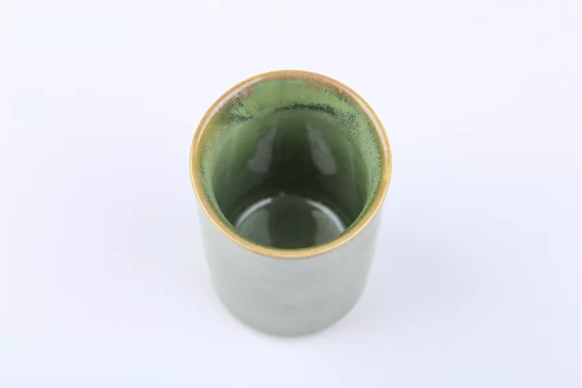 Ceramic High Tea Cup, Crystal Green Collection, Fire Glaze Ceramics, Skillful Techniques, High Quality, Decoration, Vietnamese Ceramics