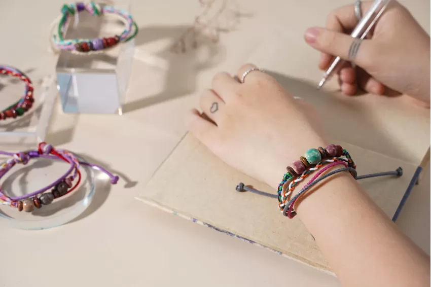 Ceramic Bead Bracelet With Festive Colored Rope