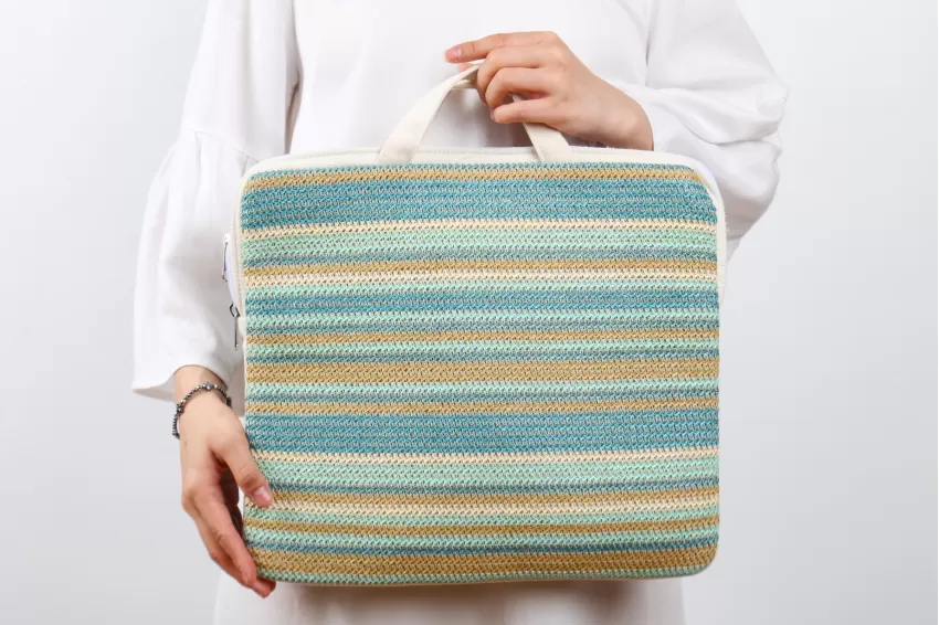 Handwoven Recycled Plastic Laptop Bag, Beautiful Design, Elegant Color, Square Shape, Modern And Youthful