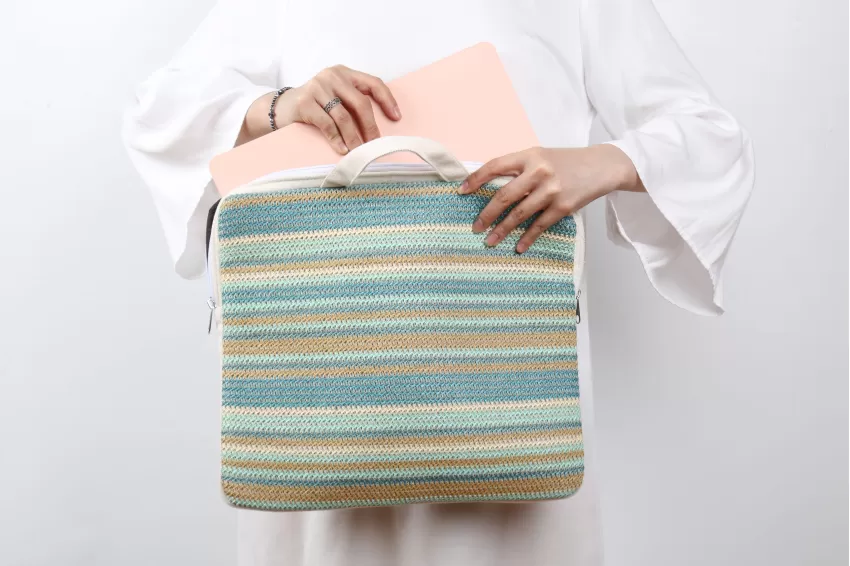 Handwoven Recycled Plastic Laptop Bag, Beautiful Design, Elegant Color, Square Shape, Modern And Youthful