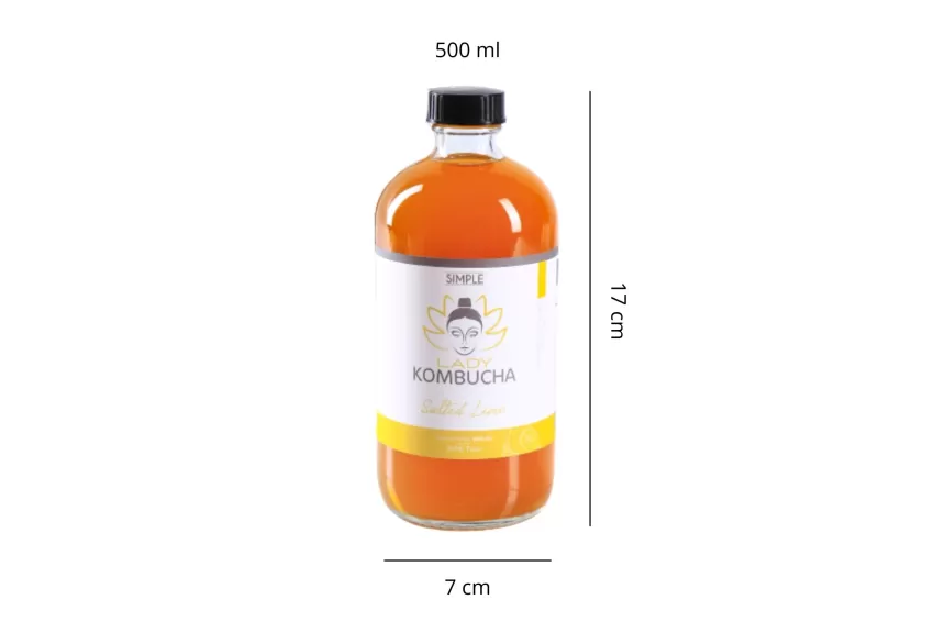 Kombucha Chanh Muối 500ml, Bổ Sung Khoáng Chất, Lợi Khuẩn Tốt Cho Tiêu Hóa, Hương Vị Chua Ngọt Mặn, Quà Tặng Sức Khỏe