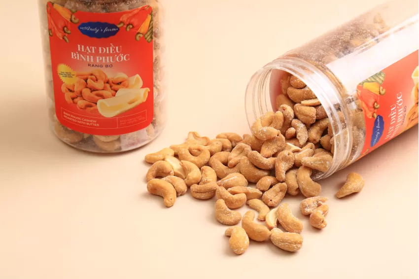 Binh Phuoc Margarine Roasted Cashew, Box Of 360gr, Premium Roasted Cashews, Nutritious Snacks, Butter-Roasted Cashews