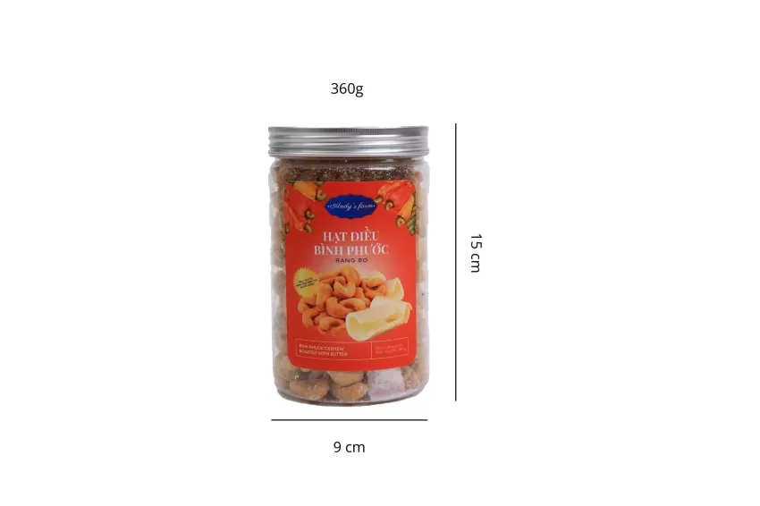 Binh Phuoc Margarine Roasted Cashew, Box Of 360gr, Premium Roasted Cashews, Nutritious Snacks, Butter-Roasted Cashews