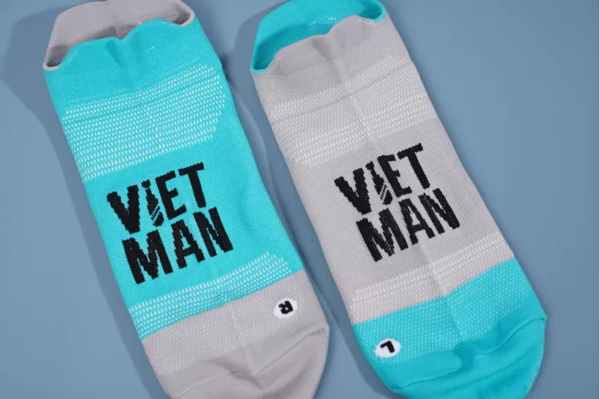 Calm Grey & Electric Blue, Low Cut Socks, Stretchy Socks, Non-Slip Socks, Hiking Socks, Unisex Socks, Neon-Colored Socks